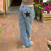 LIZAKOSHT  -  Y2K Vintage Women Fashion Jeans Star Pattern Loose Boyfriend Denim Pants Spring Fall Casual Low Waist Trousers Streetwear